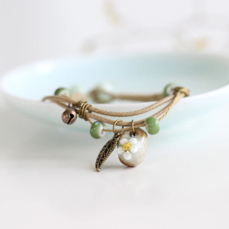 Flower Clay Bead Bracelet