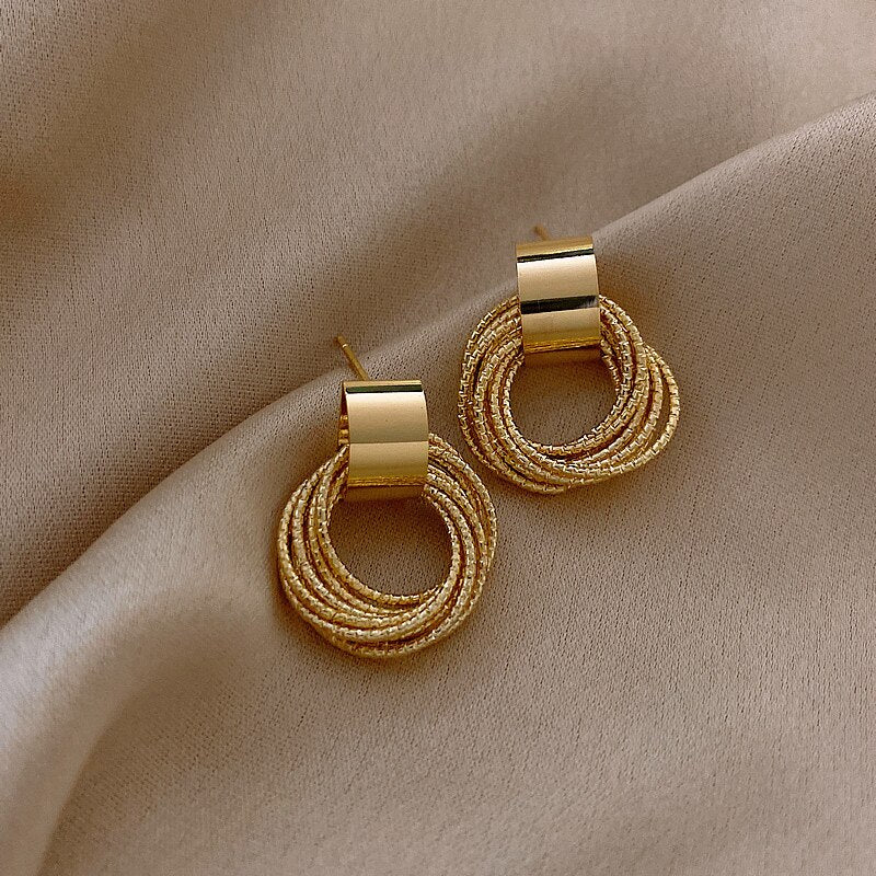 Retro Metallic Gold Earrings